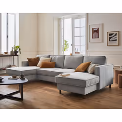 Best Mobilier Jake, Gris, Velours, Bois, Bois, 2890 mm, 1480 mm
