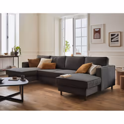 Best Mobilier Jake, Gris, Velours, Bois, Bois, 2890 mm, 1480 mm