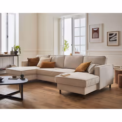 Best Mobilier Jake, Beige, Velours, Bois, Bois, 2890 mm, 1480 mm