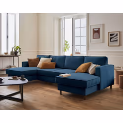 Best Mobilier Jake, Bleu, Velours, Bois, Bois, 2890 mm, 1480 mm