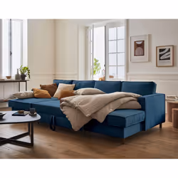 Best Mobilier Jake Canapé d'angle 7 siège(s) Bleu