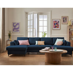 Best Mobilier Tala Canapé d'angle 7 siège(s) Bleu