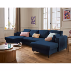 Best Mobilier Tala Canapé d'angle 7 siège(s) Bleu