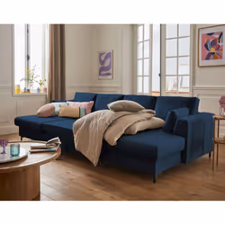 Best Mobilier Tala Canapé d'angle 7 siège(s) Bleu