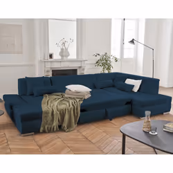 Best Mobilier Vermont Canapé d'angle 7 siège(s) Bleu