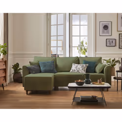Best Mobilier Saphir, Vert, Tissu, Bois, Bois, 2290 mm, 1390 mm