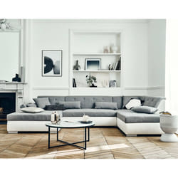 Best Mobilier Vermont Canapé d'angle 7 siège(s) Gris, Blanc