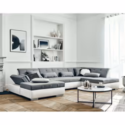 Best Mobilier Vermont Canapé d'angle 7 siège(s) Gris, Blanc