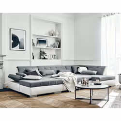 Best Mobilier Vermont Canapé d'angle 7 siège(s) Gris, Blanc