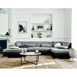 Best Mobilier Vermont Canapé d'angle 7 siège(s) Noir, Gris