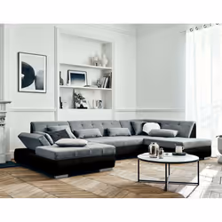 Best Mobilier Vermont Canapé d'angle 7 siège(s) Noir, Gris