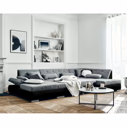 Best Mobilier Vermont Canapé d'angle 7 siège(s) Noir, Gris