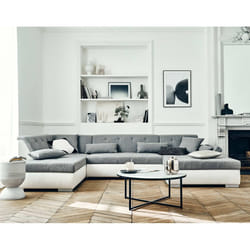 Best Mobilier Vermont Canapé d'angle 7 siège(s) Gris, Blanc