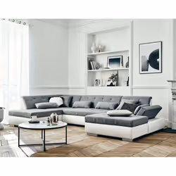 Best Mobilier Vermont Canapé d'angle 7 siège(s) Gris, Blanc