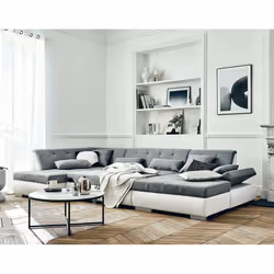 Best Mobilier Vermont Canapé d'angle 7 siège(s) Gris, Blanc
