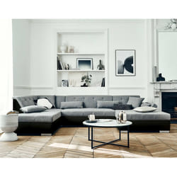 Best Mobilier Vermont Canapé d'angle 7 siège(s) Noir, Gris