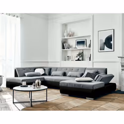 Best Mobilier Vermont Canapé d'angle 7 siège(s) Noir, Gris