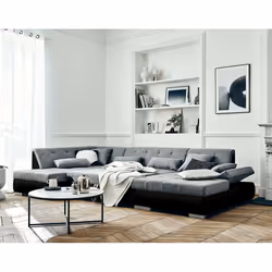 Best Mobilier Vermont Canapé d'angle 7 siège(s) Noir, Gris