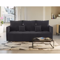 Best Mobilier Petra, Gris, Velours, Bois, Plastique, 2450 mm, 1050 mm