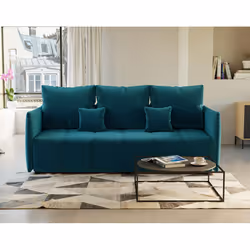 Best Mobilier Petra, Bleu, Velours, Bois, Plastique, 2450 mm, 1050 mm