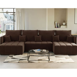 Best Mobilier Petra Canapé d'angle 7 siège(s) Taupe