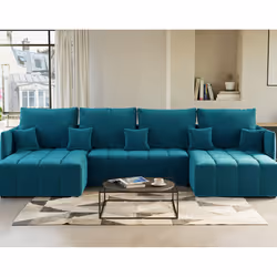 Best Mobilier Petra, Bleu, Velours, Bois, Plastique, 3450 mm, 1800 mm