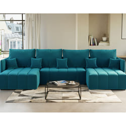 Best Mobilier Petra Canapé d'angle 7 siège(s) Bleu
