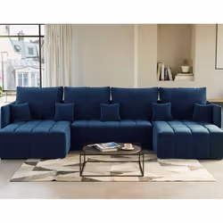 Best Mobilier Petra, Bleu, Velours, Bois, Plastique, 3450 mm, 1800 mm