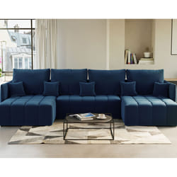 Best Mobilier Petra Canapé d'angle 7 siège(s) Bleu