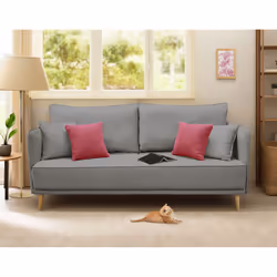 Best Mobilier Grenat, Gris, Velours, Bois, Bois, 2040 mm, 950 mm
