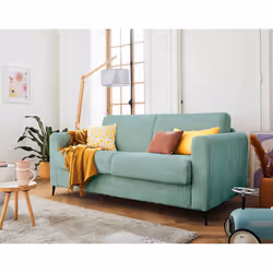 Best Mobilier Owen, Bleu, Velours, Métal, 1950 mm, 990 mm, 880 mm