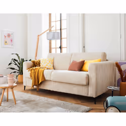 Best Mobilier Owen, Beige, Velours, Métal, 1950 mm, 990 mm, 880 mm