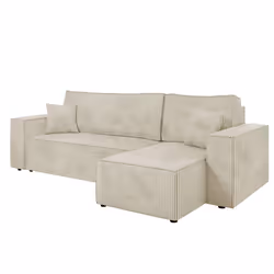 Best Mobilier Cezanne Canapé d'Angle 4 Places Velours Beige Convertible - Vue supplémentaire 5