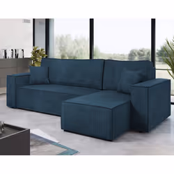 Best Mobilier Cezanne, Bleu, Velours, Bois, Plastique, 2440 mm, 1450 mm