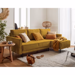 Best Mobilier Charlie, Jaune, Velours, Métal, 2150 mm, 1460 mm, 900 mm