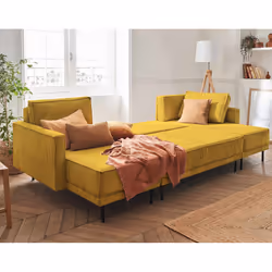Best Mobilier Charlie Canapé d'angle 7 siège(s) Jaune