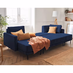 Best Mobilier Charlie Canapé d'angle 7 siège(s) Bleu, Marine