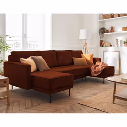 Best Mobilier Charlie, Terre cuite, Velours, Bois, Métal, 2820 mm, 1460 mm