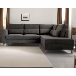 Best Mobilier Aubepine, Anthracite, Gris, Velours, Bois, Bois, 2430 mm, 2050 mm