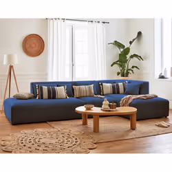 Best Mobilier Victoire, Bleu, Marine, Velours, Bois, Plastique, 3520 mm, 1680 mm