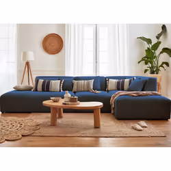 Best Mobilier Victoire Canapé d'angle 5 siège(s) Bleu, Marine