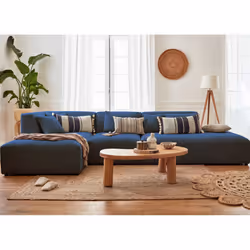 Best Mobilier Victoire Canapé d'angle 5 siège(s) Bleu, Marine