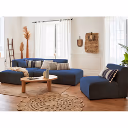 Best Mobilier Victoire Canapé d'angle 5 siège(s) Bleu, Marine