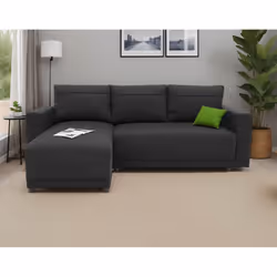 Best Mobilier Pilea Canapé d'angle 4 siège(s) Anthracite, Gris