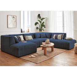 Best Mobilier Victoire Canapé d'angle 7 siège(s) Bleu, Marine