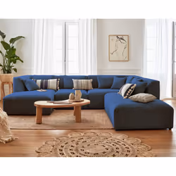 Best Mobilier Victoire Canapé d'angle 7 siège(s) Bleu, Marine
