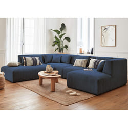 Best Mobilier Victoire Canapé d'angle 7 siège(s) Bleu, Marine