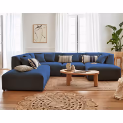 Best Mobilier Victoire Canapé d'angle 7 siège(s) Bleu, Marine
