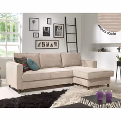 Best Mobilier Jake, Bleu, Velours, Bois, 2220 mm, 1480 mm, 840 mm
