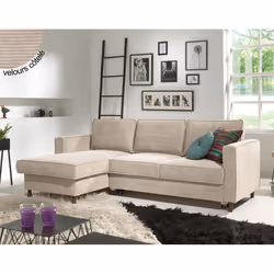 Best Mobilier Jake, Bleu, Velours, Bois, 2220 mm, 1480 mm, 840 mm